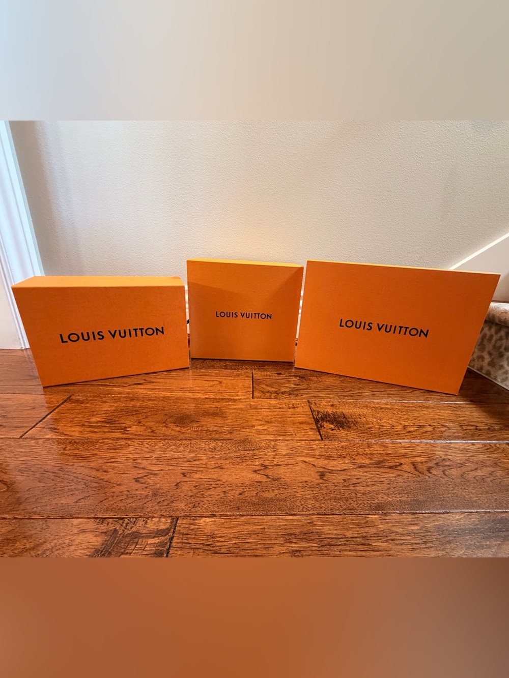 Louis Vuitton Bright Orange Logo Gift Boxes Trio